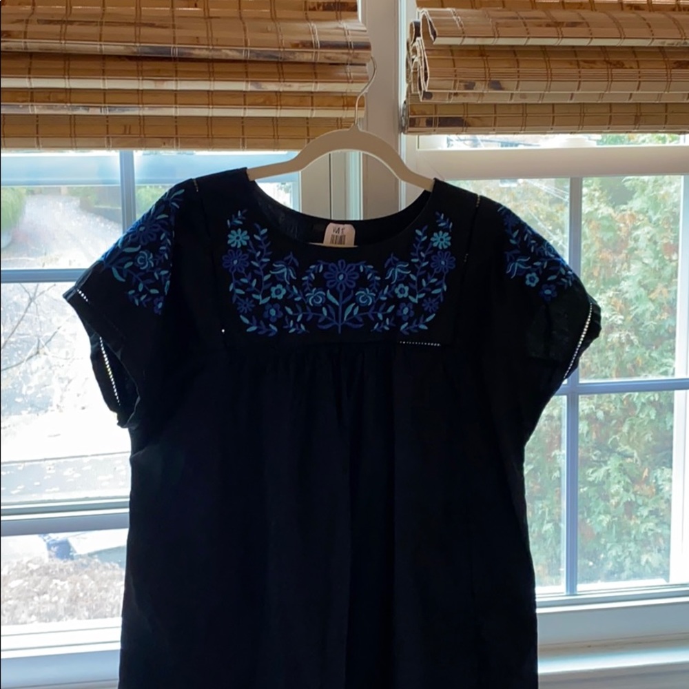 Aqua black dress with embroidery